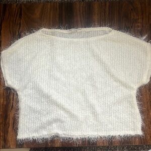 White Fuzzy Knit Top